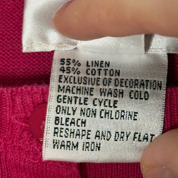 Talbots Linen Cotton Blend Long Sleeve Knit Lightweight Sweater Pink XL VIntage - Picture 6 of 8